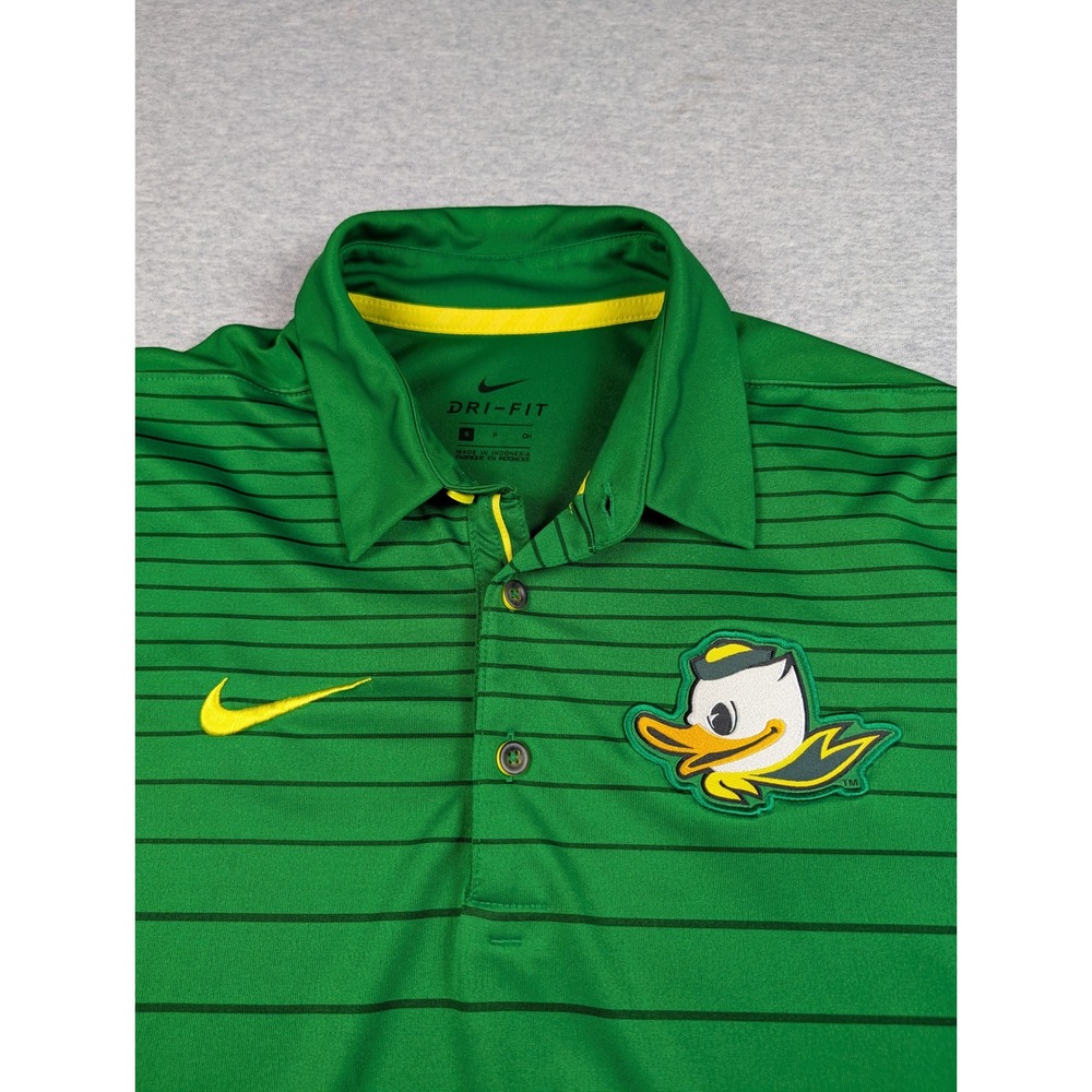 Nike Oregon Ducks Dri-FIT Polo Shirt Mens Small Green Striped NCAA Golf S